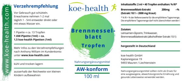 Brennnessel_Etikette Brennnesselblatt-Tropfen